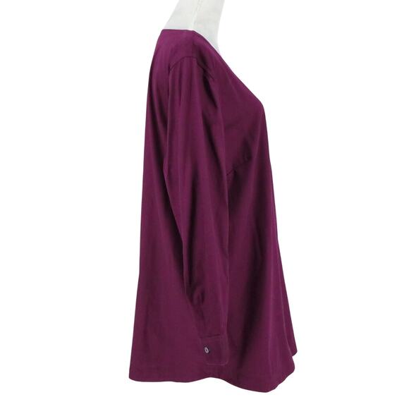 Coldwater Creek Top Plus Size 20W Plum Tunic Stretch Cotton Blouse Pockets - Picture 5 of 13